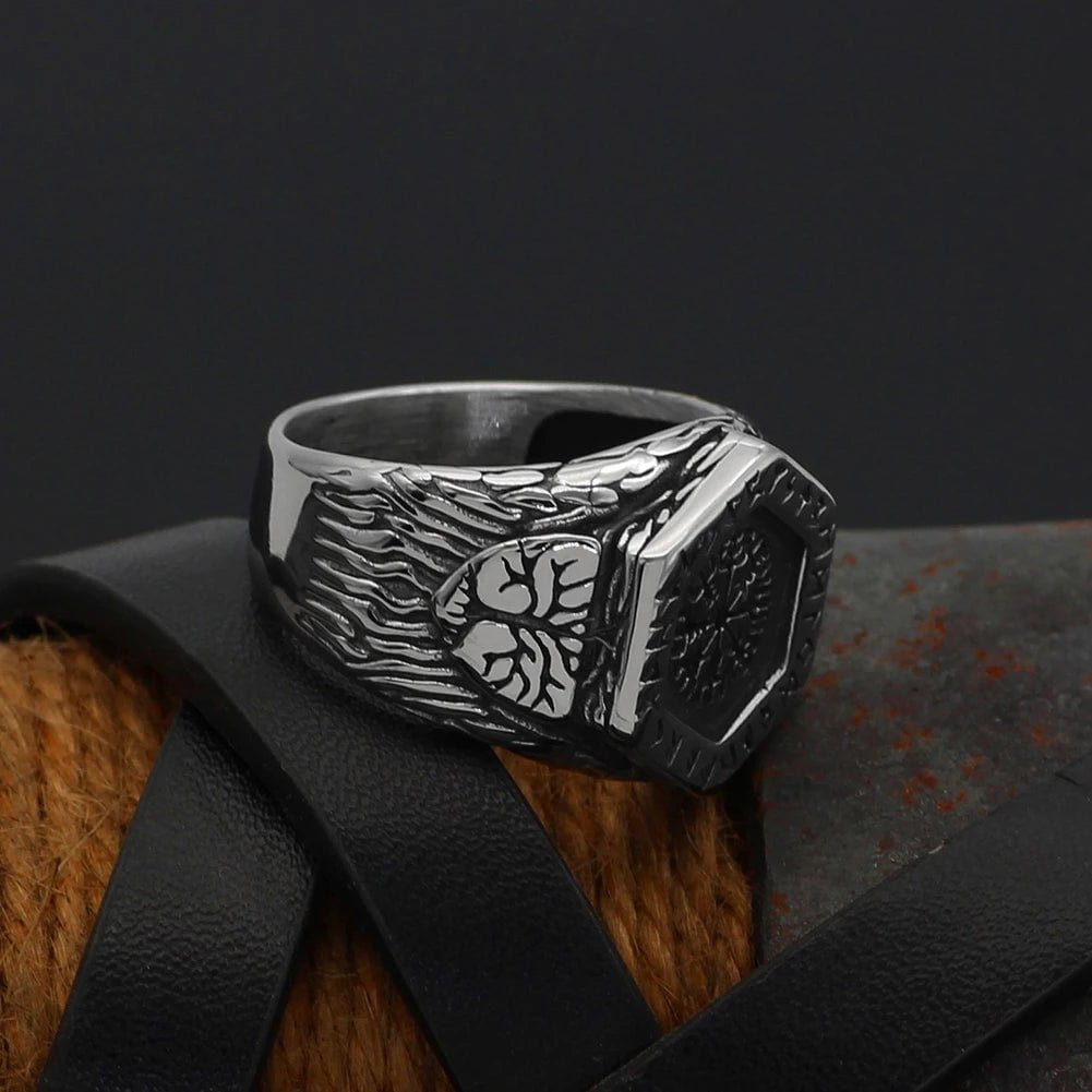 Helm of Awe Rune Ring — Stainless Steel
