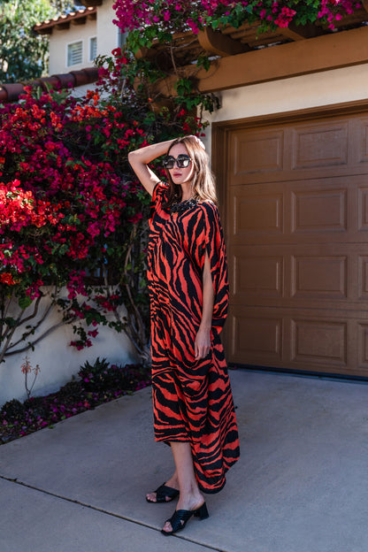 Tigress Caftan — Orange Tiger | Jennafer Grace