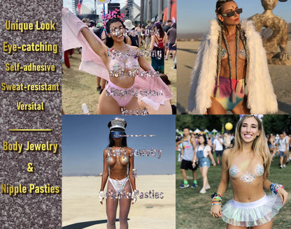 Iridescent Body Jewel Set — Pasties, Cleavage Gems, or Face Crystals